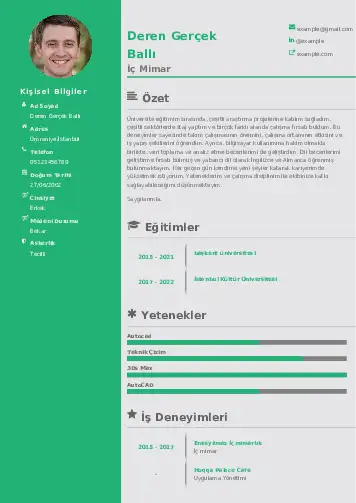 İç Mimar Cv Örnekleri cv indir